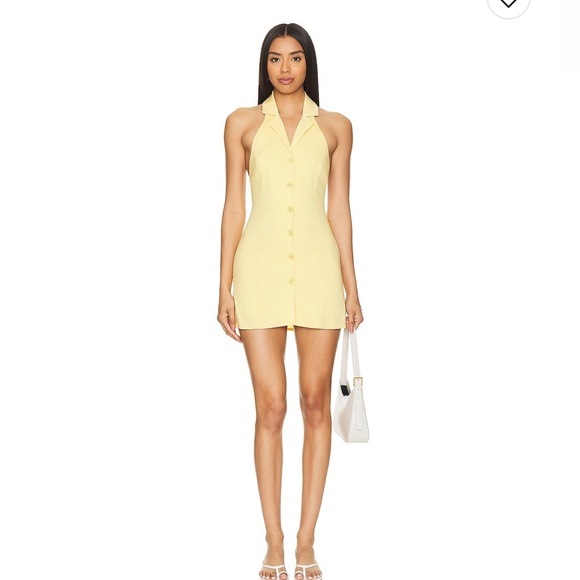 SNDYS. Dresses & Skirts - NEW SNDYS x Revolve Button Down mini Yellow Halter Dress